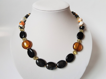 Colier cu agate negre si margele lampwork [1]