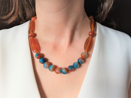 SALES - Colier cu agate portocalii