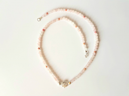 Colier cu agate, rodonit si link argint lotus [5]