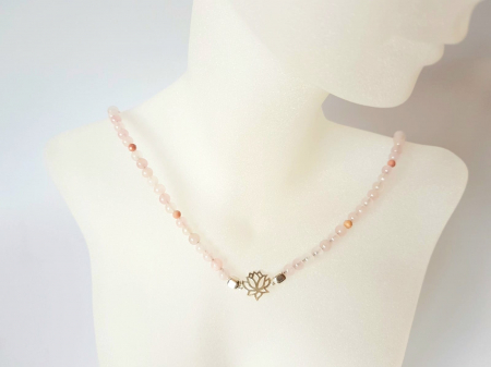 Colier cu agate, rodonit si link argint lotus [3]