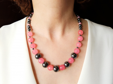 SALES - Colier cu cuart cherry si hematite