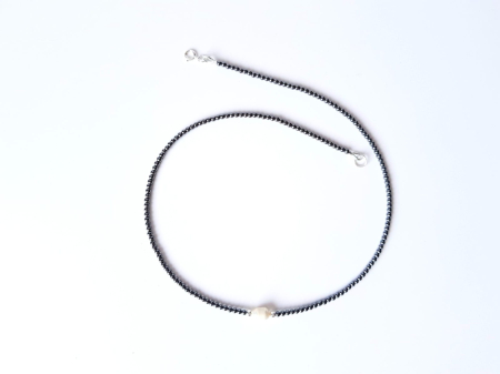 Colier cu hematit si perla de cultura alba [1]