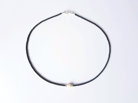 Colier cu hematit si perla de cultura alba [2]