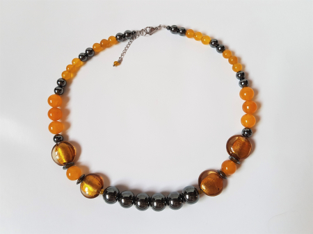Colier cu hematite, jad galben si margele lampwork [2]