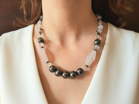 Coliere Handmade cu Pietre Semipretioase - Colier cu hematite si cuart rutilat