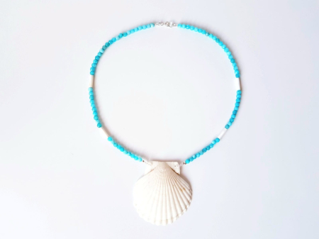 Colier cu jad bleu, sidef si scoica naturala [2]