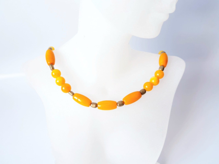 Coliere Handmade cu Pietre Semipretioase - Colier cu jad galben si hematit auriu