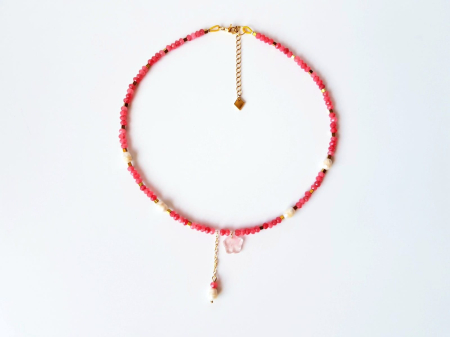 Colier cu jad roz, perle naturale, hematit si cuart cherry [5]