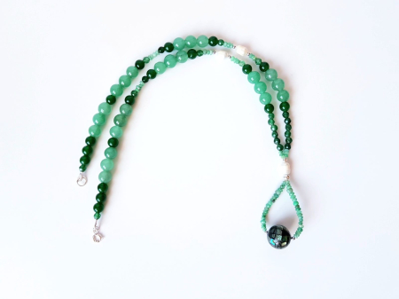 Colier cu jad si agat verde, perle de cultura si scoica abalone centrala [5]