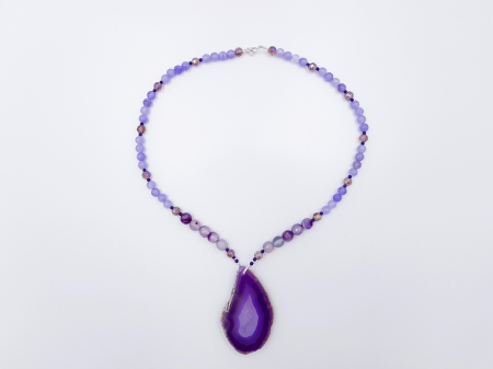 Colier cu jad si agate violet si pandantiv agata violet [2]