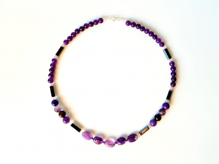 Colier cu jad violet, ametist si hematit [3]