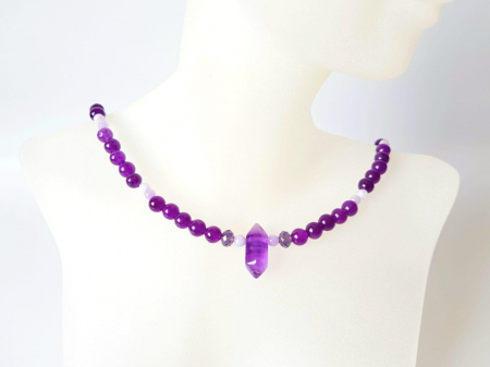 Colier cu jad violet, jad lila si ametist [3]