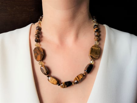 Coliere Handmade Medii - Colier cu ochi de tigru mixt