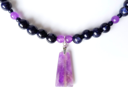 Colier cu piatra soarelui, jad lila si pandantiv ametist [2]