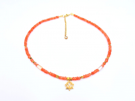 Colier cuart cherry cu hematit auriu si pandantiv lotus [3]