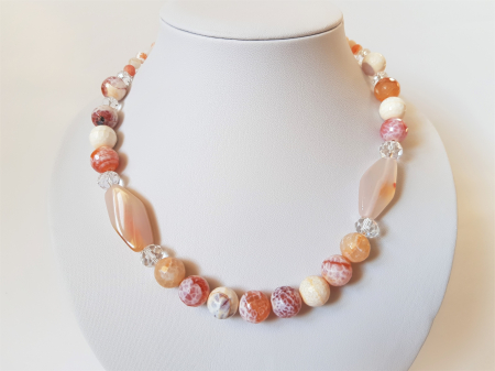 Colier de agate albe-portocalii [1]