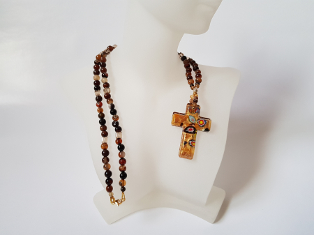 Colier de agate cu pandantiv Murano cruce [2]