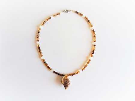 Colier de agate cu pandantiv scoica naturala [7]