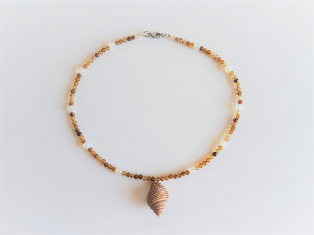 Colier de agate cu pandantiv scoica naturala [4]