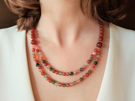 Coliere Handmade cu Pietre Semipretioase - Colier de agate, cuart si jad