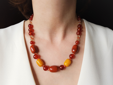 SALES - Colier de agate, cuart si jad