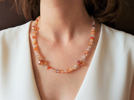 SALES - Colier de agate portocalii si cristale