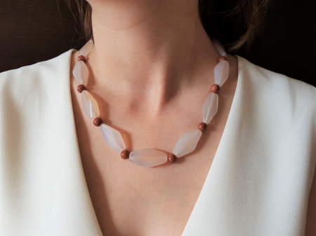 Coliere Handmade cu Pietre Semipretioase - Colier de agate si piatra soarelui