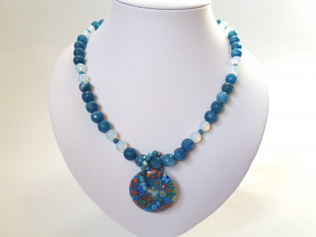 Colier de jad si opalit, cu pandantiv lampwork detasabil [2]