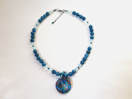 Colier de jad si opalit, cu pandantiv lampwork detasabil [3]