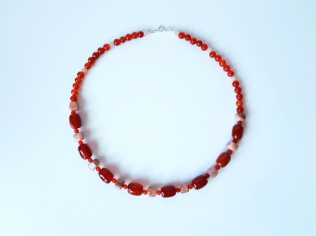 Colier din carneol tuburi, jad coniac si agat grena [1]