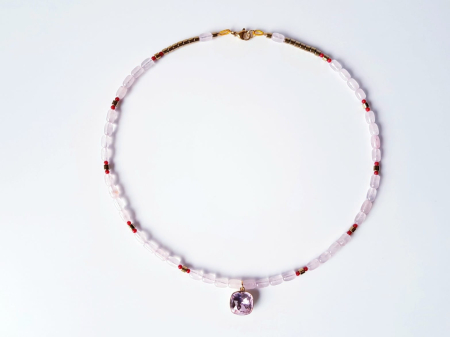 Colier din cuart roz cu pandantiv cristal roz [7]