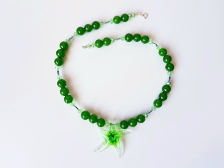 Colier din jad verde cu pandantiv Murano stea de mare [1]