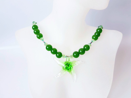 Colier din jad verde cu pandantiv Murano stea de mare [4]