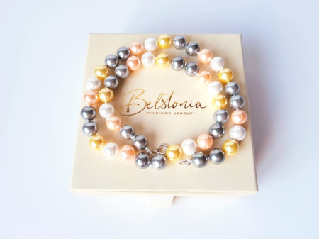 Colier din perle de scoică – 4 culori (alb, roz, gri, galben) [5]