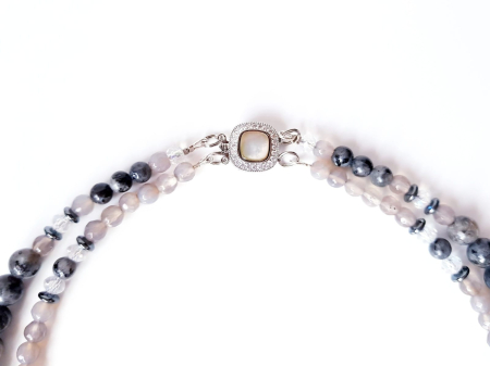 Colier doua siraguri cu labradorit, agat gri si hematit [4]