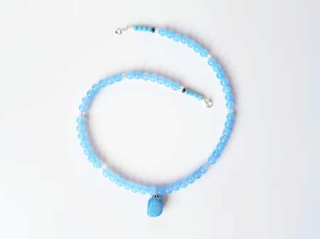 Colier handmade cu jad albastru si angelit [1]