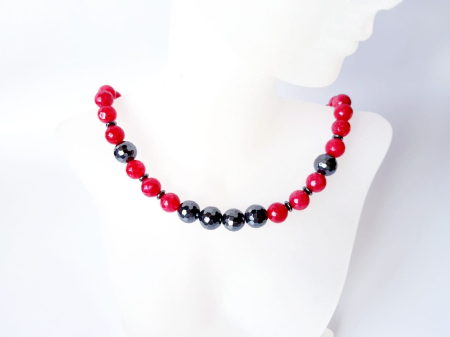 Coliere Handmade cu Pietre Semipretioase - Colier handmade cu jad rosu si hematit