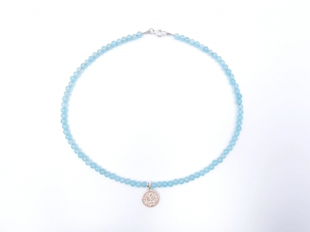 Colier jad bleu si pandantiv lotus [3]