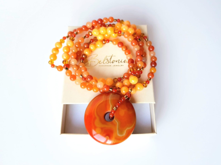 Colier lung cu jad, agat si hematit auriu [9]