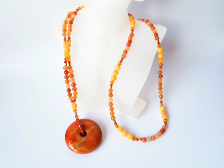 Colier lung cu jad, agat si hematit auriu [6]