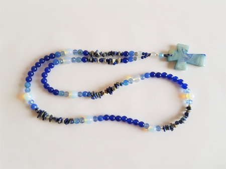 Colier lung cu jad, opalit si lapis lazuli, si pandantiv agata albastra [2]