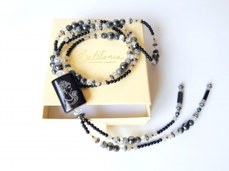 Colier lung cu onix, labradorit, hematit, agate si cristale [4]