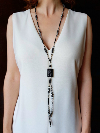 COLIERE - Colier lung cu onix, labradorit, hematit, agate si cristale