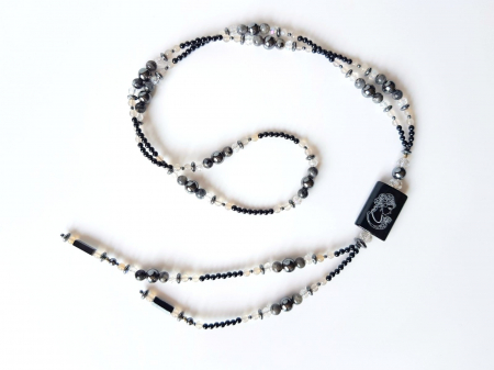 Colier lung cu onix, labradorit, hematit, agate si cristale [2]