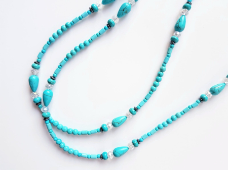 Colier lung cu turcoaz, hematit si cristale [6]
