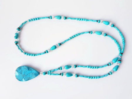 Colier lung cu turcoaz, hematit si cristale [4]