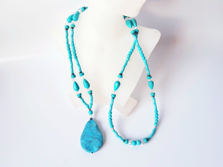 Colier lung cu turcoaz, hematit si cristale [5]