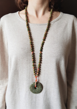 Coliere Handmade Lungi - Colier lung cu unakite si cuart cherry