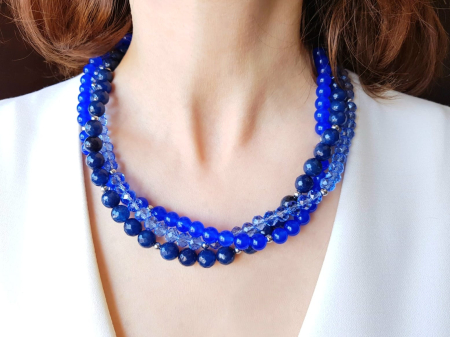 COLIERE - Colier multisir cu jad bleumarin si jad safir