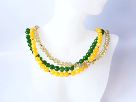 Colier multisir cu jad galben, jad verde si cristale [3]